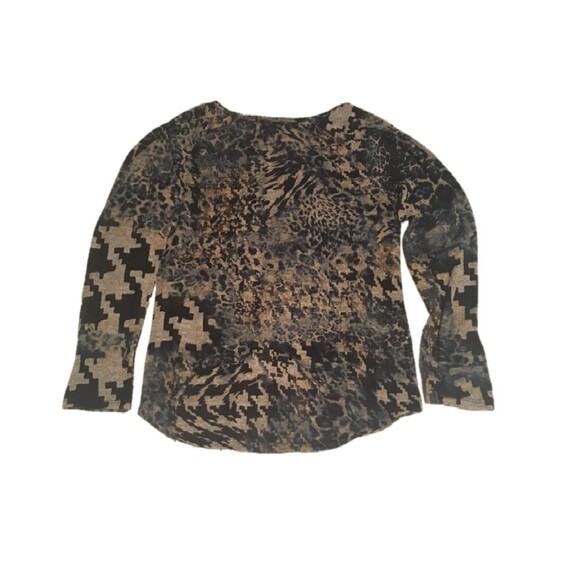 Basic Editions top Womens Medium camo pullover jungle animal pixelated graphic - Picture 2 of 6